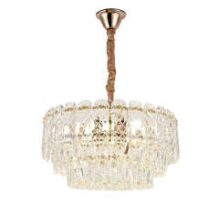 Candelabru modern auriu cu cristale 98046/500FG si 6 becuri E27, ideal pentru dining elegant cu iluminare uniforma si decor luxos.