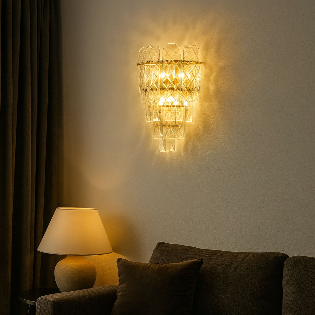 Aplica de perete moderna aurie cu cristale 98046/2W