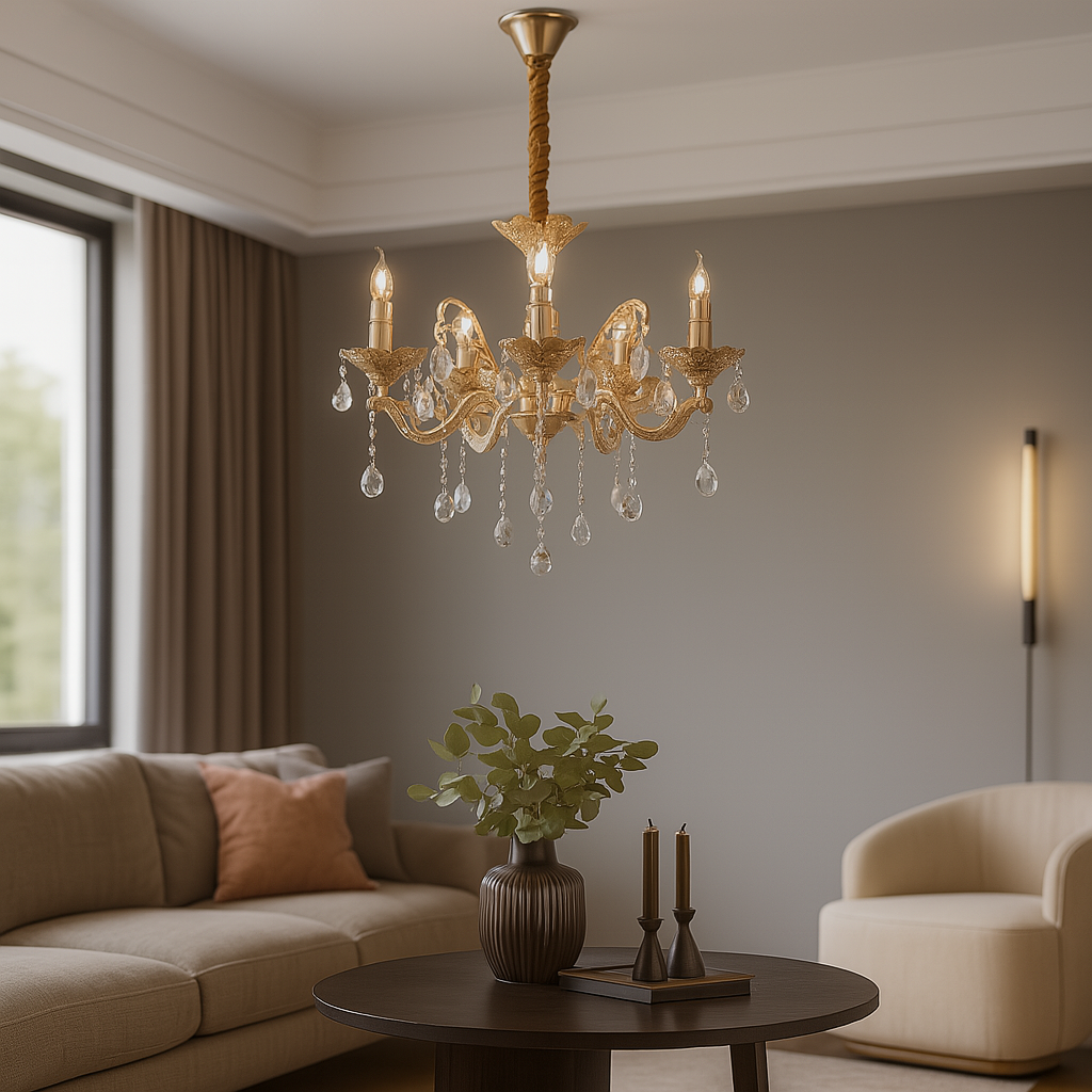 Candelabru Clasic Cu 60W cu becuri E14 auriu 540 mm cu telecomanda pentru living dormitor hol sufragerie corp de iluminat din cristal cu becuri E14 si telecomanda pentru living dormitor hol sufragerie