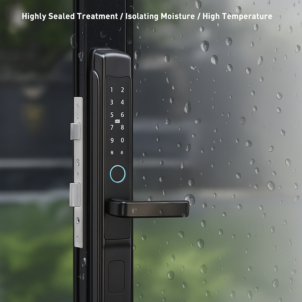 Incuietoare inteligenta LUBAN Q1 cu amprenta, PIN si card IC, compatibila Tuya Smart, waterproof IPX65, potrivita pentru usi PVC