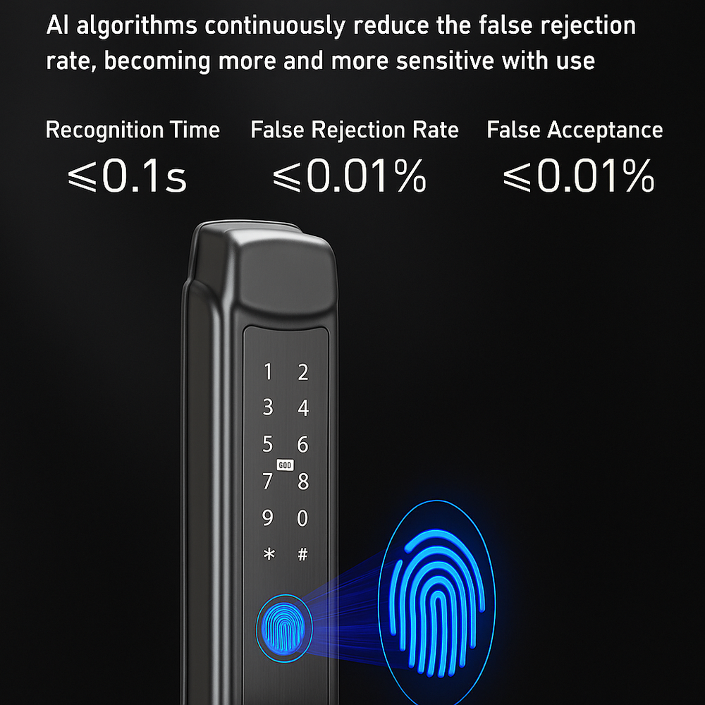 Incuietoare inteligenta LUBAN Q1 cu amprenta, PIN si card IC, compatibila Tuya Smart, waterproof IPX65, potrivita pentru usi PVC