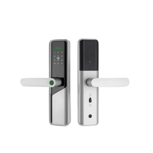 Incuietoare inteligenta LUBAN din alama pentru usa din lemn, cu amprenta, PIN, card, Tuya si cheie mecanica