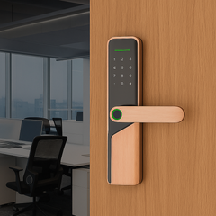 Incuietoare inteligenta LUBAN din alama pentru usa de birou, cu amprenta, PIN, card, Tuya si cheie mecanica