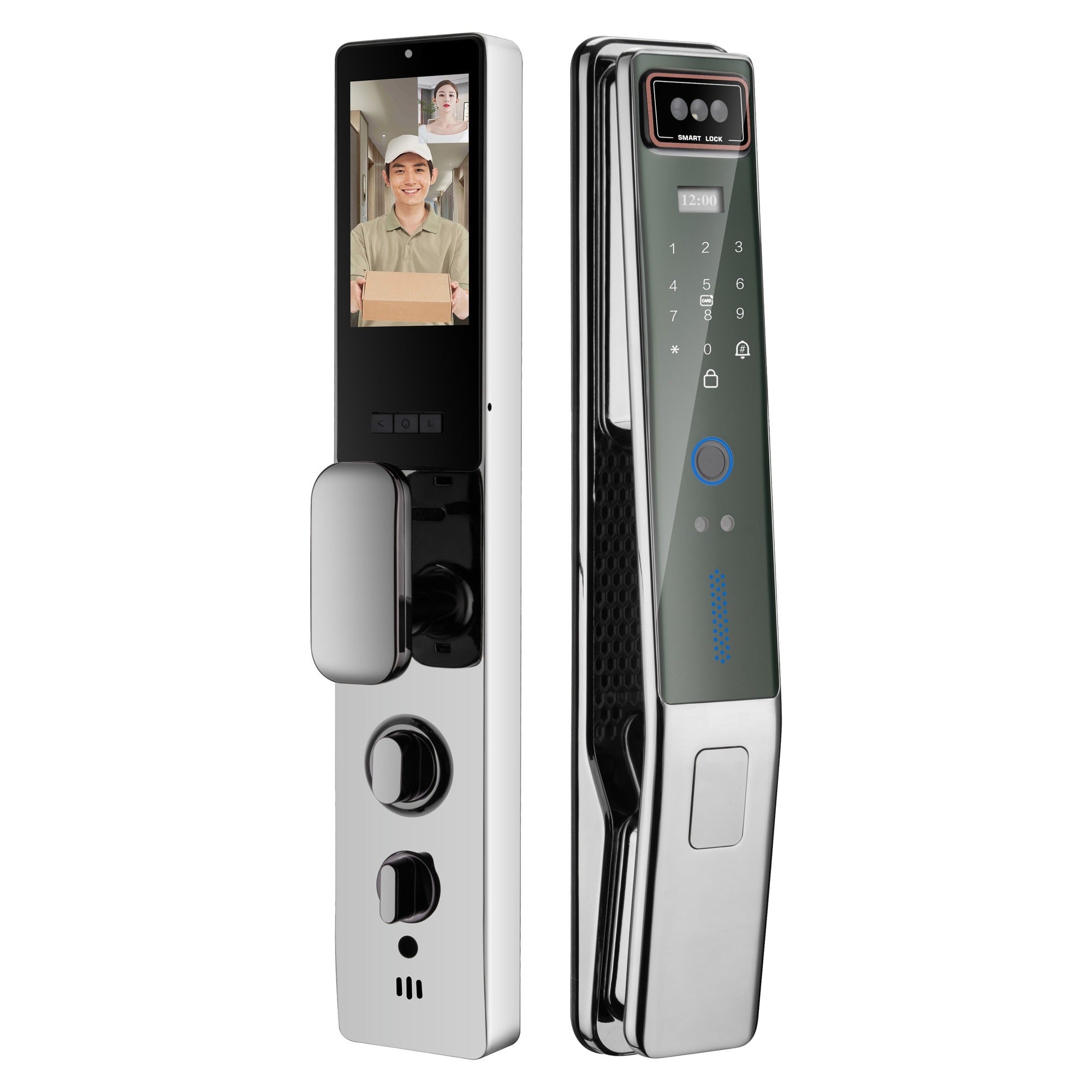 Incuietoare inteligenta LUBAN Pro pentru usa blindata, cu recunoastere faciala, amprenta, PIN, card IC si USmartGo