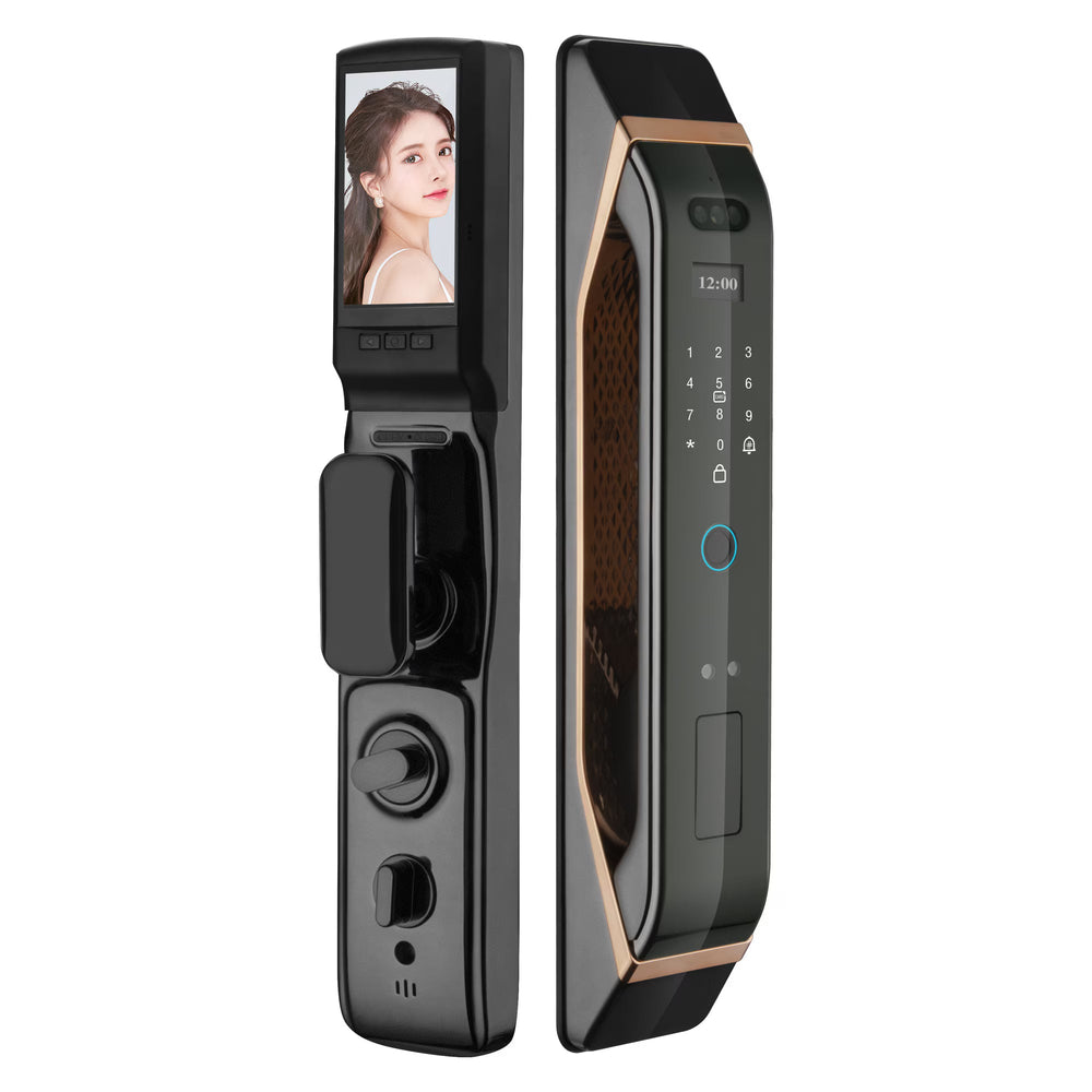 Incuietoare inteligenta LUBAN Pro pentru usa blindata, cu recunoastere faciala, amprenta, PIN, card IC si USmartGo