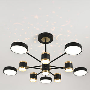 Lustra LED rotunda cu efect stelar si telecomanda 71169-5+5+1BK+CP