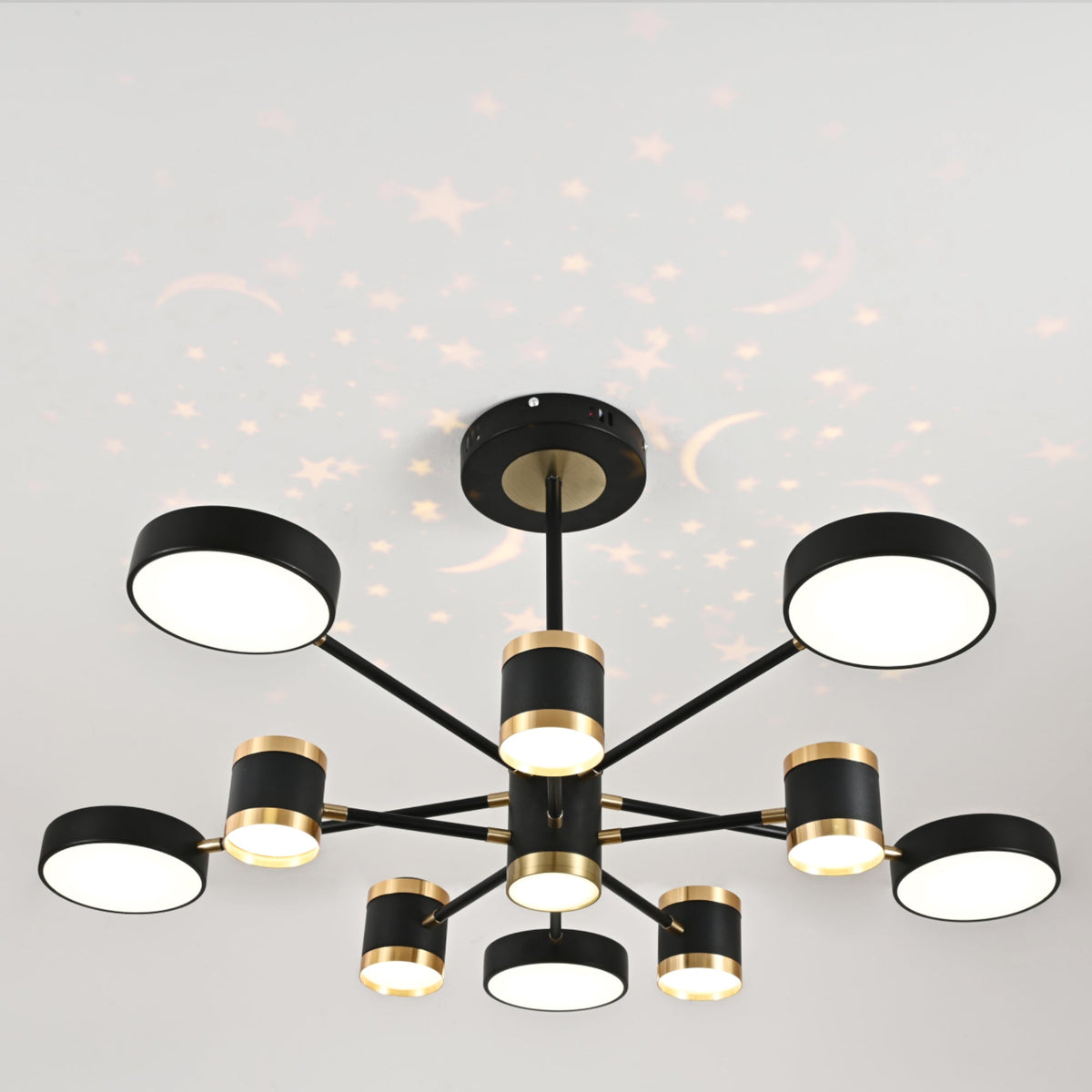 Lustra Led Cu 175W cu LED integrat negru pentru dormitor living hol bucatarie birou plafoniera LED moderna pentru dormitor living hol bucatarie birou design elegant cu telecomanda