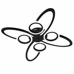 Lustra LED Neagra 8 Cercuri, 128W, 3000-6500K, Telecomanda Inclusa, Model L71591/4+4