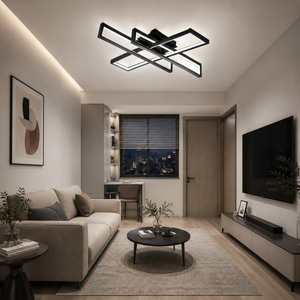 Lustra LED cu telecomanda, 164W, 3000-6500K, Negru, Model L77283/3