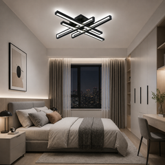 Lustra LED Neagra 4 Brate, 212W, 3000-6500K, Telecomanda Inclusa, Model L77285/2+2