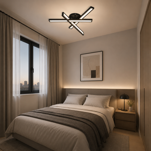 Lustra LED Neagra 3 Brate, 158W, 3000-6500K, Telecomanda Inclusa, Model L77285/3