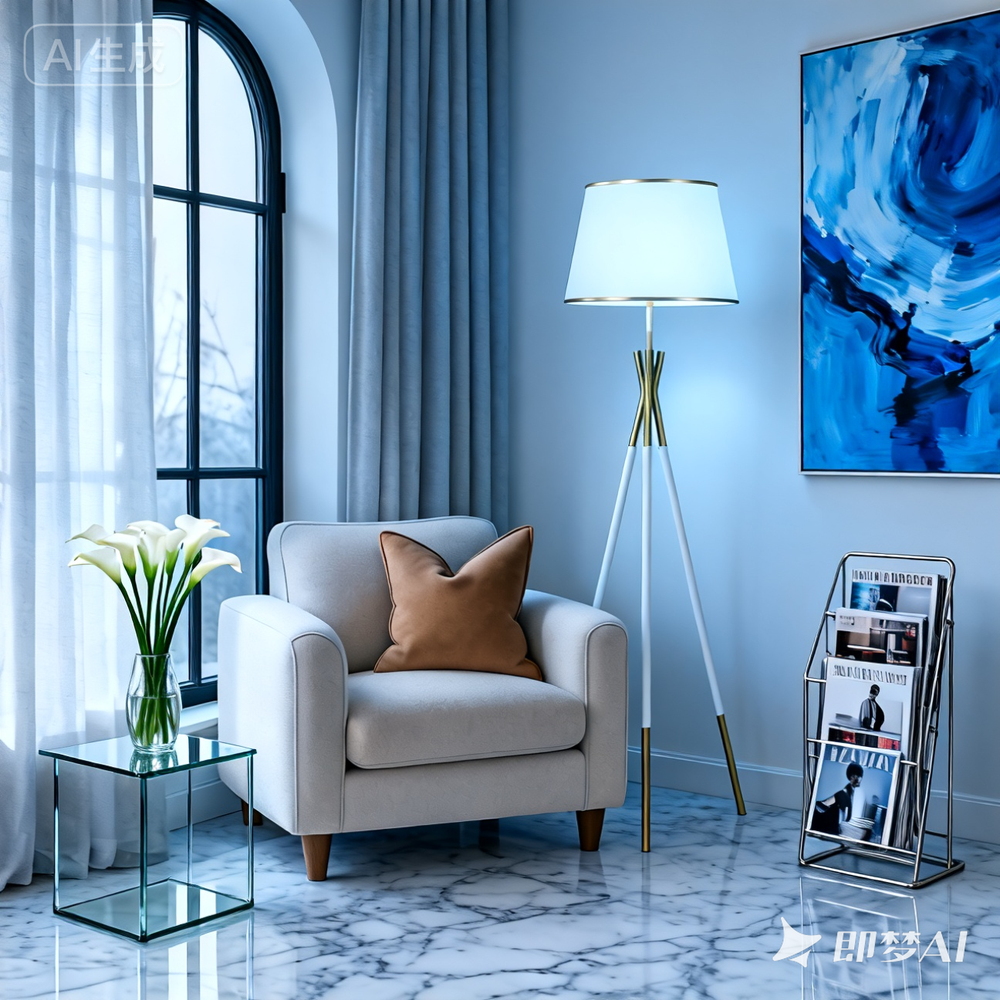 Lampadar PJA3-WH pentru living, lampa moderna alba