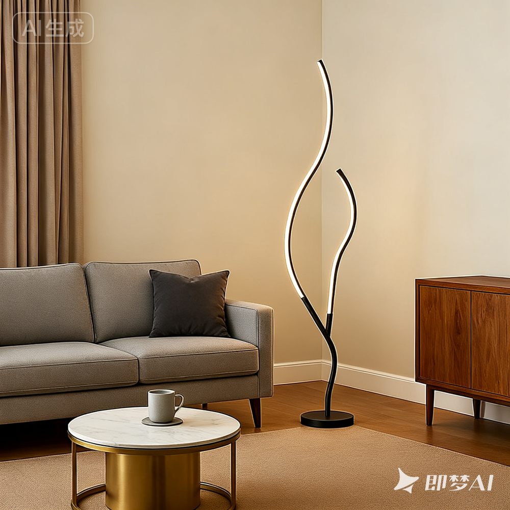 Lampadar 8742-BK pentru living, lampa moderna neagra