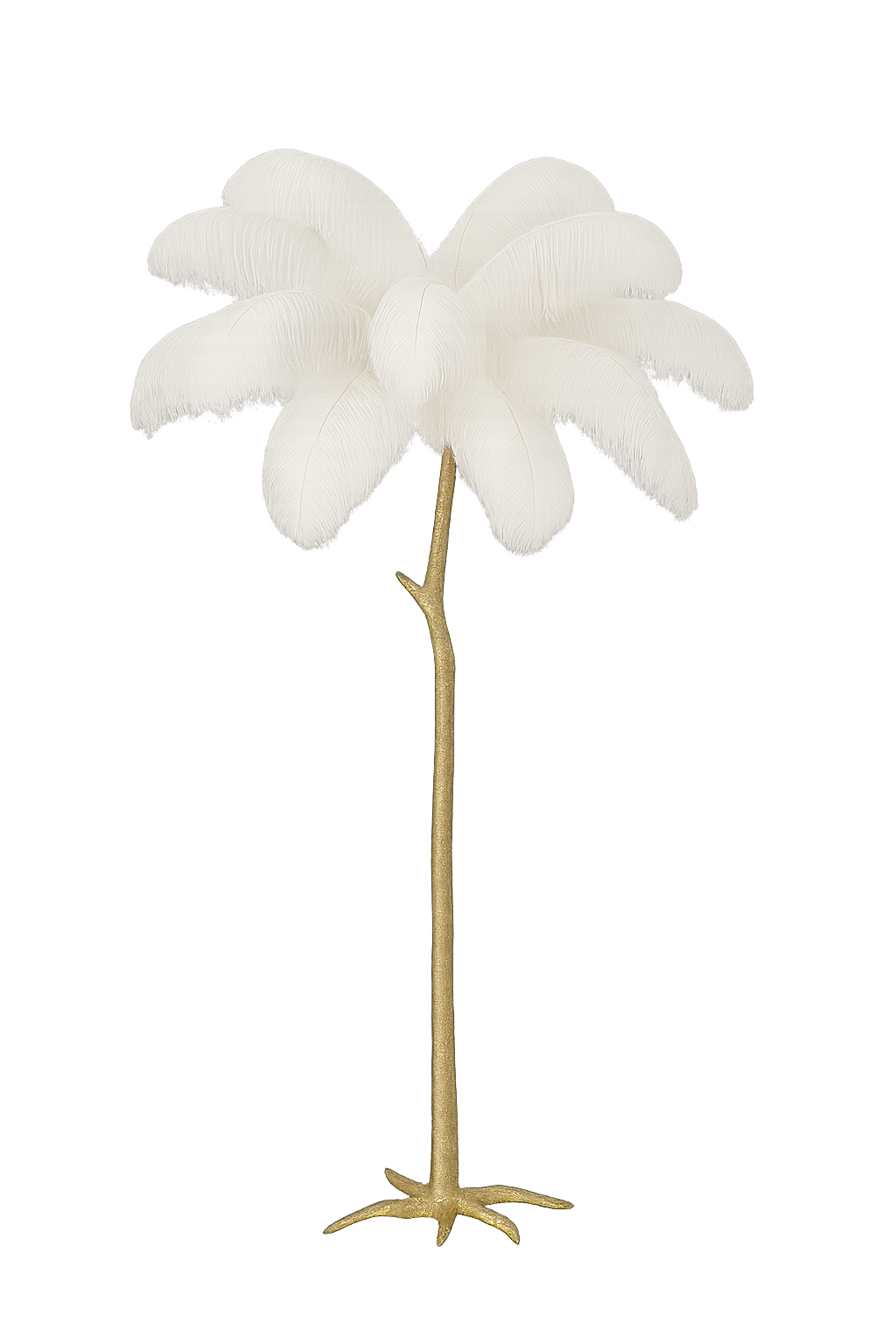 Lampadar A888-3L decorativ auriu cu pene albe