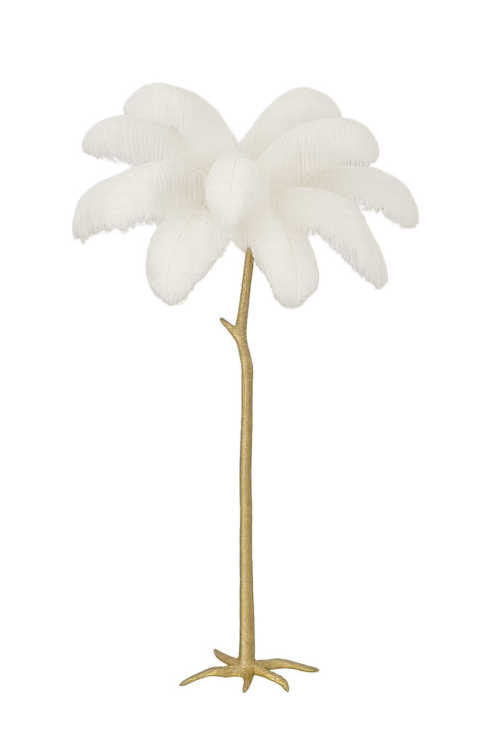 Lampadar A888-3L decorativ auriu cu pene albe