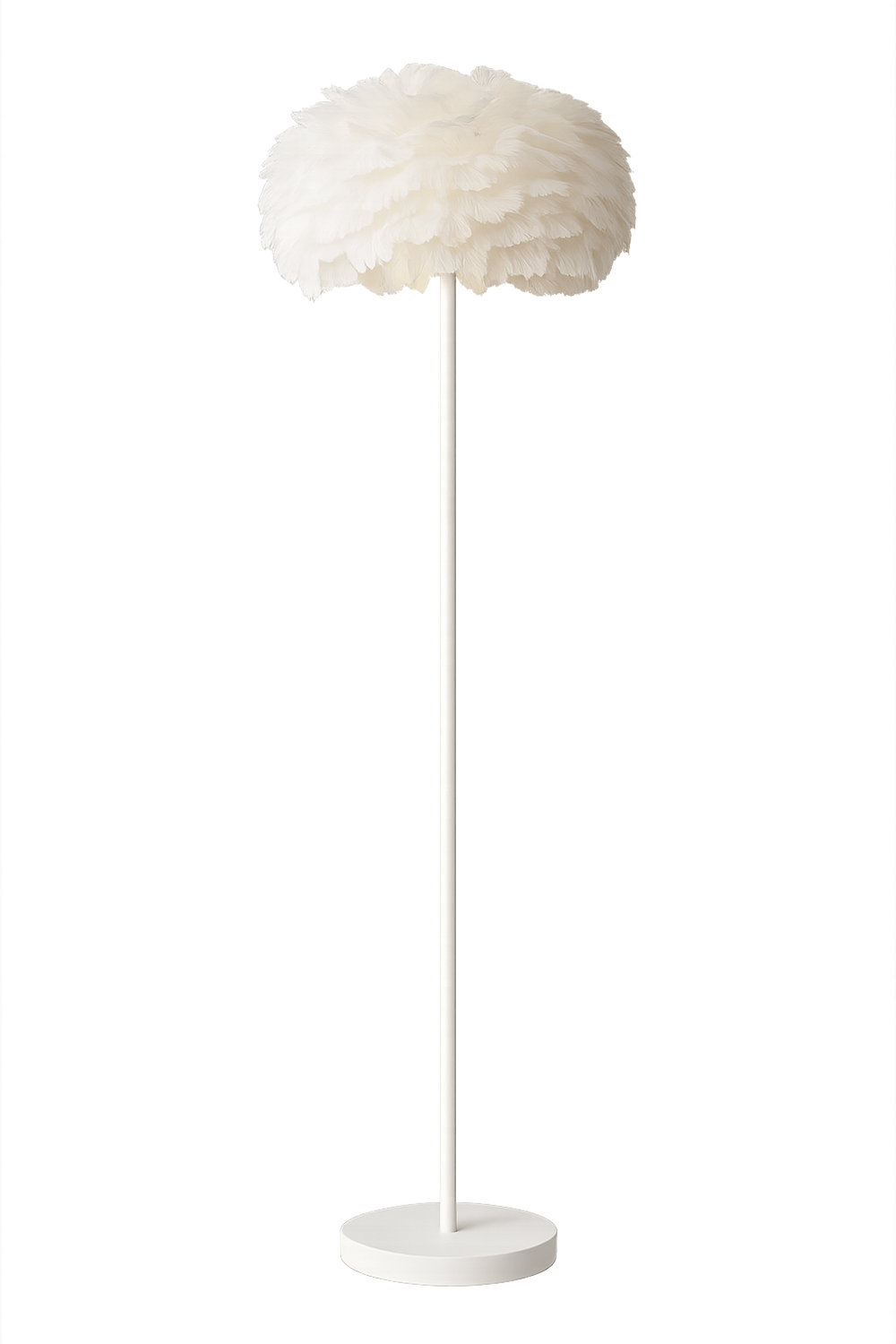 Lampadar PJA125 White alb cu pene, lampa decorativa moderna