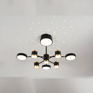 Lustra LED rotunda cu efect stelar si telecomanda 71169-4+4+1BK+CP