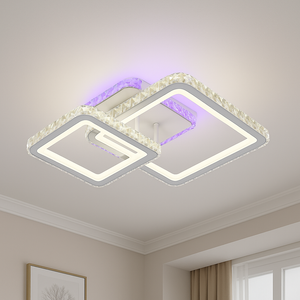 Lustra LED patrata cu cristale moderna cu telecomanda 19376/2
