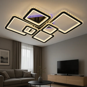 Lustra LED moderna patrata negru-crom 288W cu telecomanda 19376/4+2