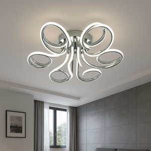 Lustra LED florala argintie 288W cu telecomanda Ø720 moderna
