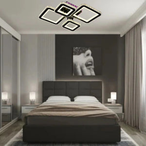 Lustra LED moderna patrata negru-crom 162W cu telecomanda 19376/2+2