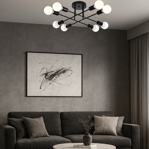 Lustra LED 8 Globuri Negru Mat 9855-8 cu Telecomanda