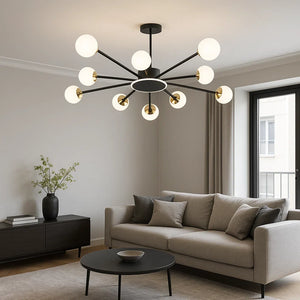 Lustra LED moderna negru-aurie 10 globuri 120W cu telecomanda 73058/10