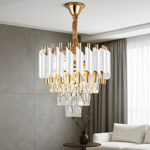 Candelabru cristal rotund auriu si alb 30 cm model 9001-300 WH+FGD