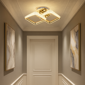 Lustra LED 2 Patrate Aurie P013-2 cu Telecomanda 36W
