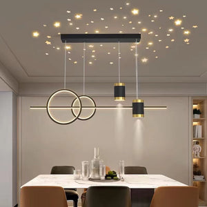 Pendul LED negru-auriu 120W 1000×110mm linear cu telecomanda