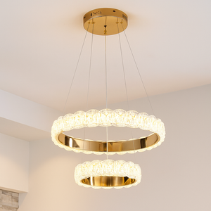 Lustra LED 2 Cercuri Aurie cu Telecomanda 168W 75306