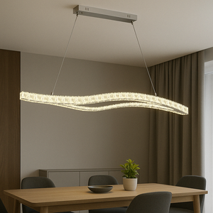Lustra LED cristal ondulata moderna auriu 120W 91cm cu telecomanda 75168
