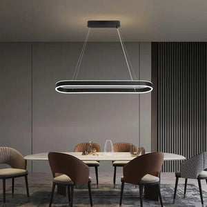 Lustra LED ovala neagra 140W cu telecomanda A17