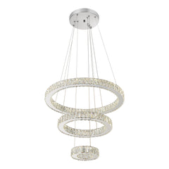 Lustra LED trei cercuri auriu Symphony 120W cu telecomanda, accent modern pentru zona de dining