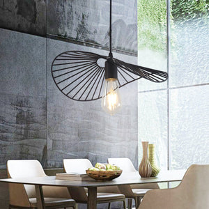 Pendul LED rustic metal negru Ø380×H80 mm cu bec