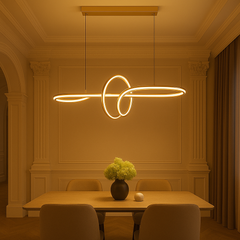 Lustra LED auriu 216W cu telecomanda, punct central elegant pentru zona de dining