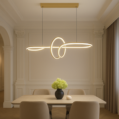 Lustra LED auriu 216W cu telecomanda, punct central elegant pentru zona de dining