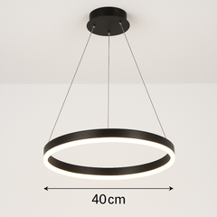 Lustra LED cerc rotund negru mat 44W cu telecomanda, lumina ambientala pentru dormitor