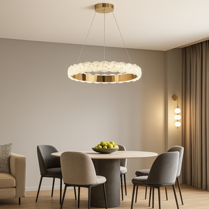 Lustra LED cerc rotund aurie 108W cu telecomanda 75306