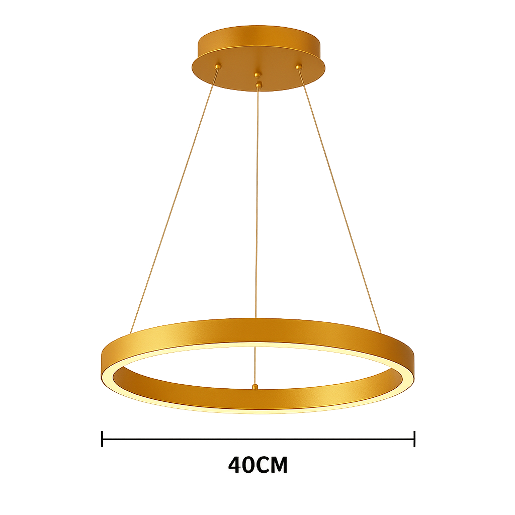 Lustra LED cerc rotund auriu mat 44W cu telecomanda, lumina ambientala pentru dormitor