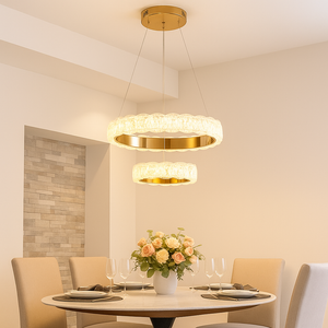 Lustra LED 2 Cercuri Aurie cu Telecomanda 168W 75306