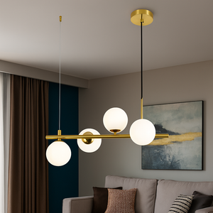Lustra LED auriu 4 globuri plastic mata design modern 9560-4GD