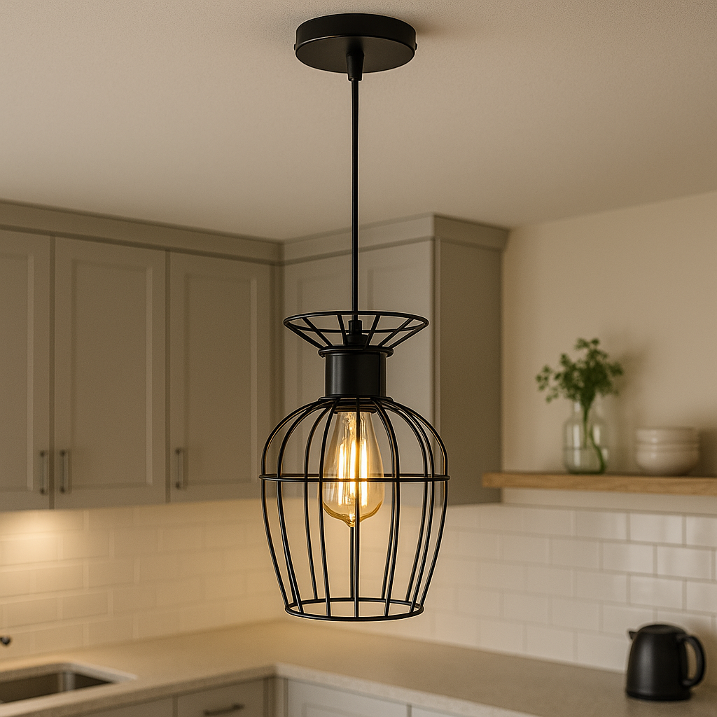 Pendul Led Industrial Tip Cusca, Ø160×H250 Mm, 1Xe27 Max 60W, Finisa in interior modern