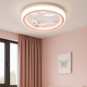 Plafoniera Led Roz Cu Pisicuta 118W Cu Telecomanda Lumina Ajustabila