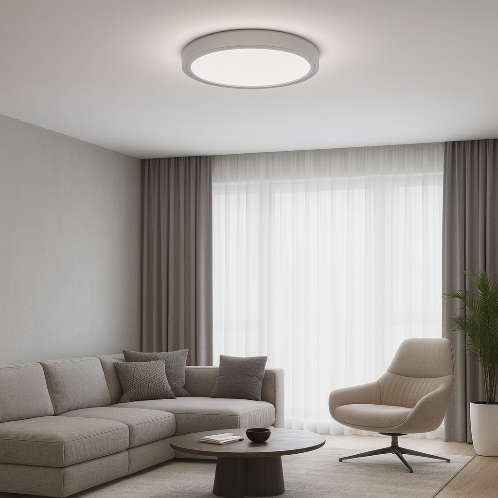 Plafoniera LED rotunda alb-gri ML-001/460WH+GR 96W cu lumina reglabila 3300–6500K, ideala pentru living modern si luminos.