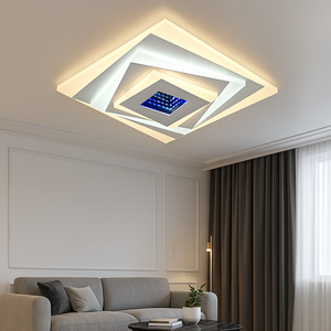 Plafoniera LED Alba Patrata 78W cu Design in Straturi si Lumina Ajustabila