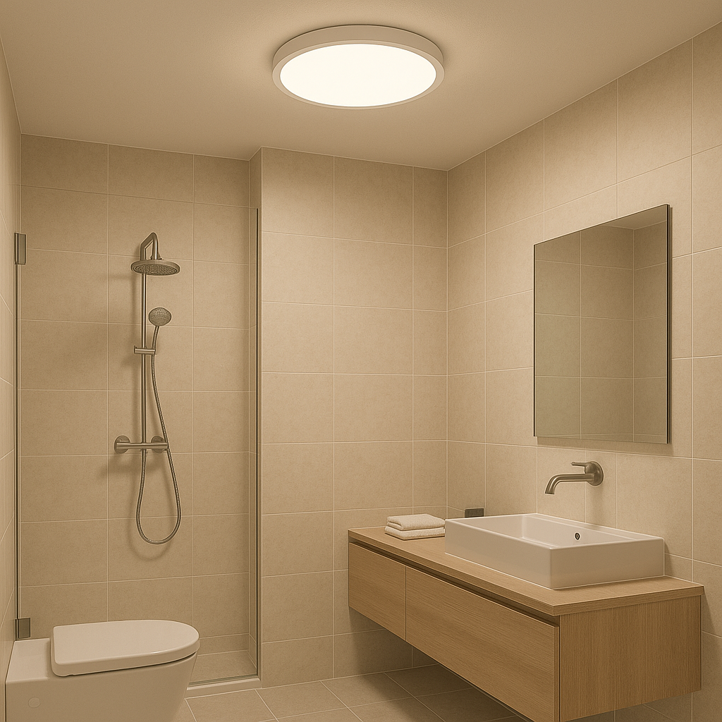 Plafoniera LED rotunda alba 71392WH 14.5×2W cu lumina reglabila, ideala pentru zone uscate din baie sau toaleta moderna.