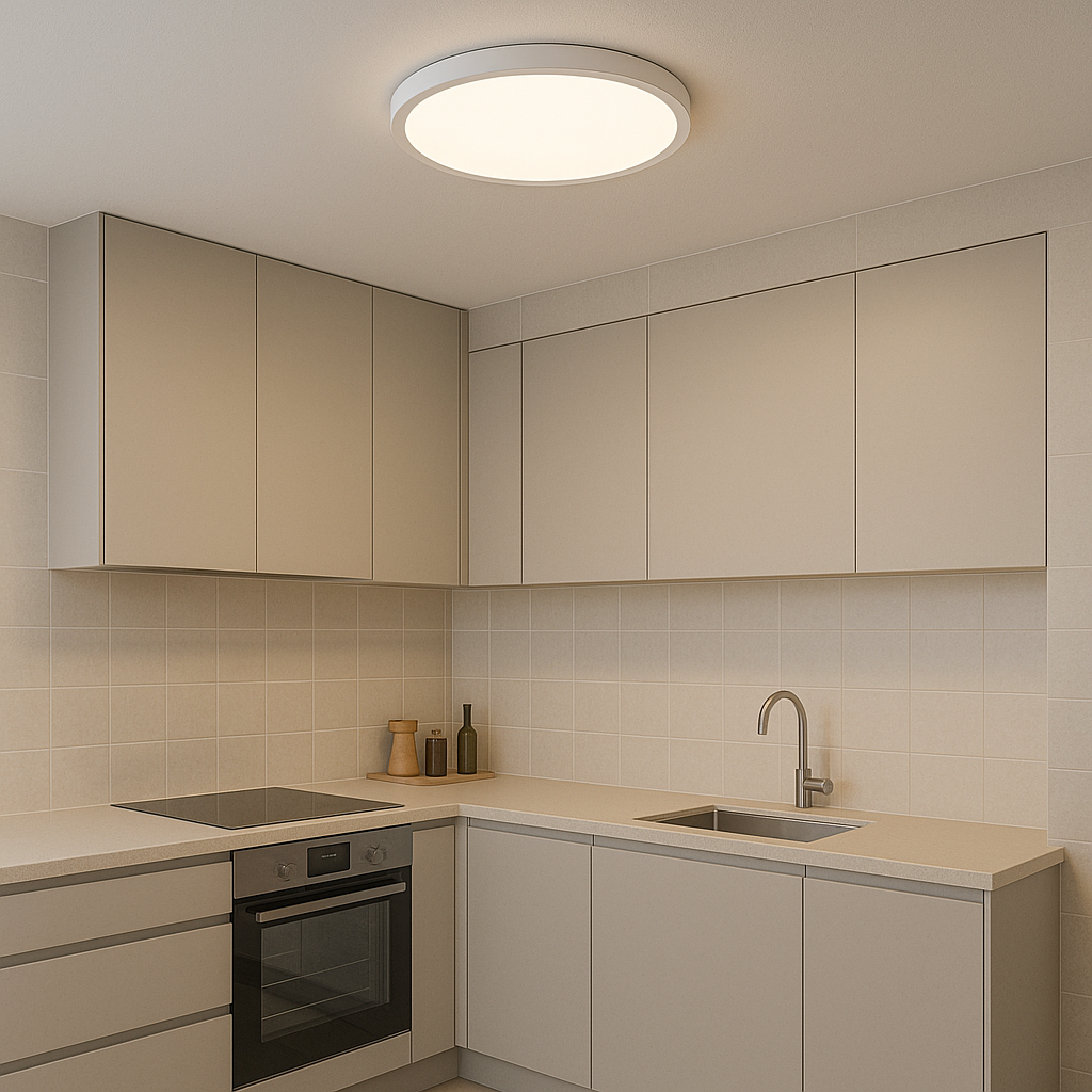 Plafoniera LED rotunda alba 71392WH 14.5×2W cu lumina 3000–6500K, potrivita pentru bucatarii minimaliste si functionale.