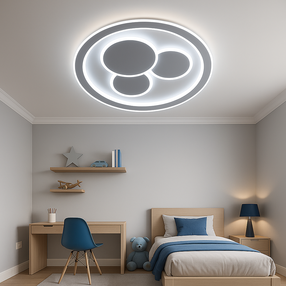 Plafoniera LED 7762/500 rotunda alb mat 118W cu lumina neutra confortabila, perfecta pentru dormitoare moderne si ambient relaxant.