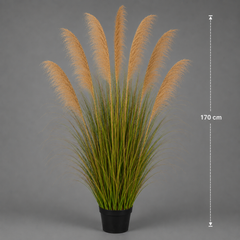 Planta Artificială Iarbă Ornamentală, 170cm, cu 7 fire, Stuf si Iarba, Verde Tomnal, Fara Ghiveci